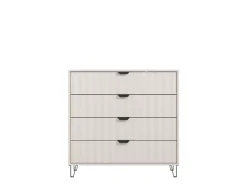 Cassettiera Bianco Grigio 4 Cassetti Apertura Scorrevole 93x40x90.5h cm, Chiusura Scorrevole - Maggiora