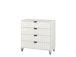 Cassettiera Bianco Grigio 4 Cassetti Apertura Scorrevole 93x40x90h cm, Chiusura Scorrevole - Maggiora
