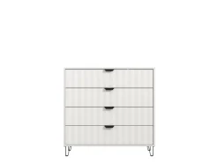 Cassettiera Bianco Grigio 4 Cassetti Apertura Scorrevole 93x40x90h cm, Chiusura Scorrevole - Maggiora