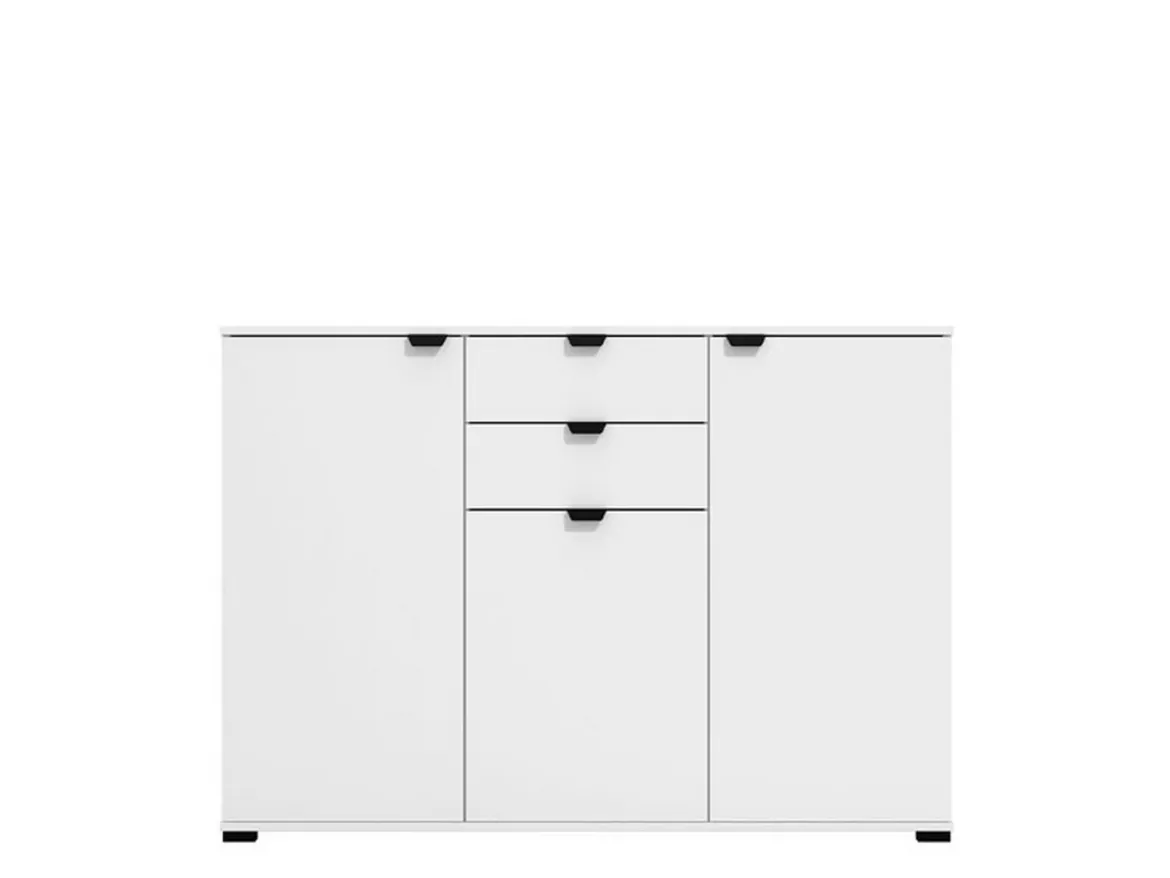 Cassettiera Bianco Nero 2 Cassetti Apertura Battente, Scorrevole 135x40x95h cm, Chiusura Battente, Scorrevole - Mainarda