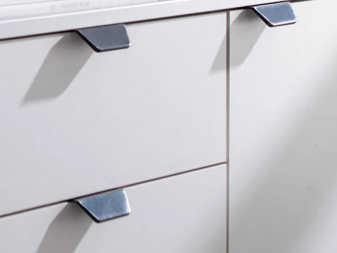 Cassettiera Bianco Nero 2 Cassetti Apertura Battente, Scorrevole 135x40x95h cm, Chiusura Battente, Scorrevole - Mainarda