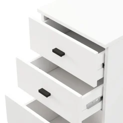 Cassettiera Bianco Nero 5 Cassetti Apertura Scorrevole 45x40x95h cm, Chiusura Scorrevole - Mainarda
