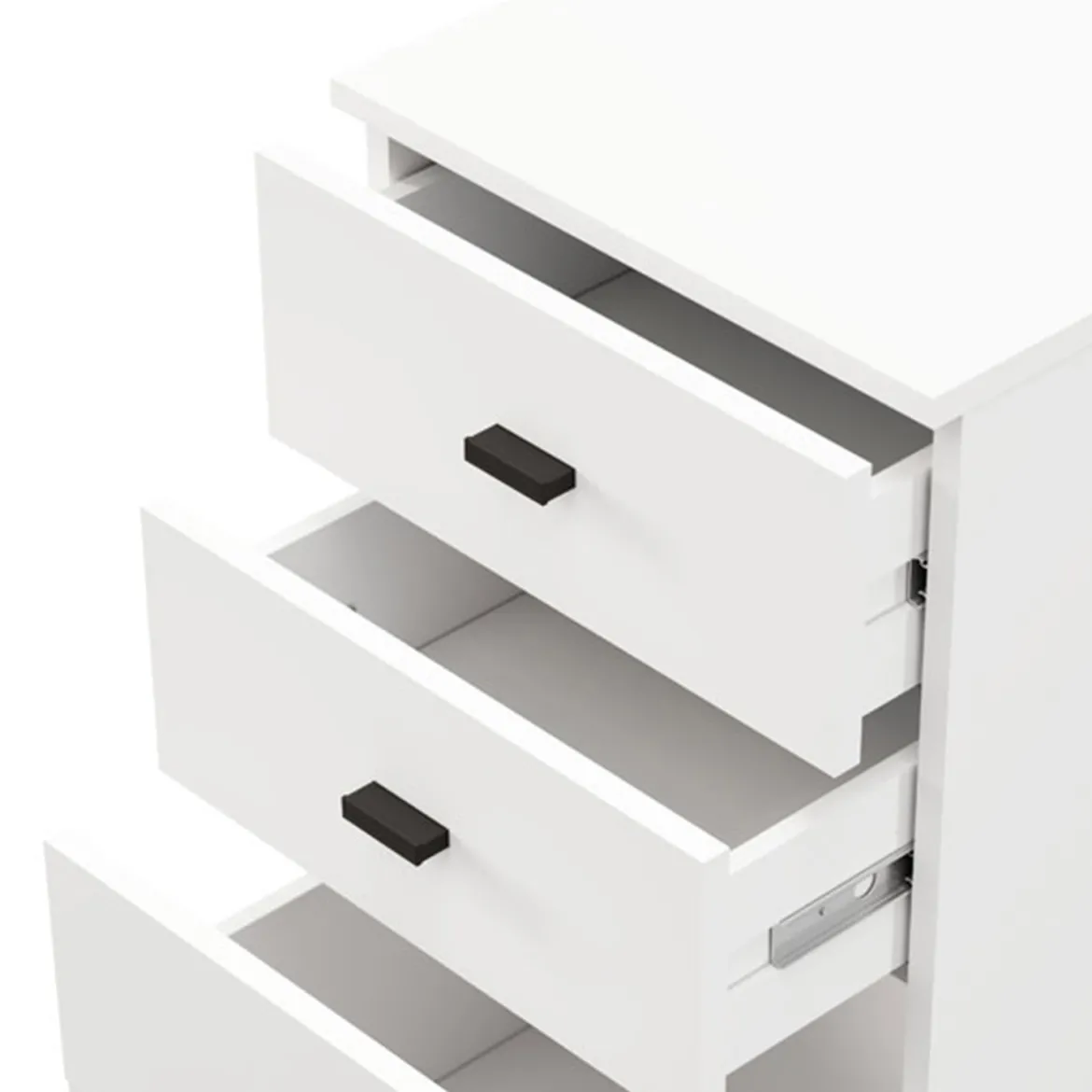 Cassettiera Bianco Nero 5 Cassetti Apertura Scorrevole 45x40x95h cm, Chiusura Scorrevole - Mainarda