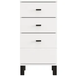 Cassettiera Bianco Nero 5 Cassetti Apertura Scorrevole 45x40x95h cm, Chiusura Scorrevole - Mainarda