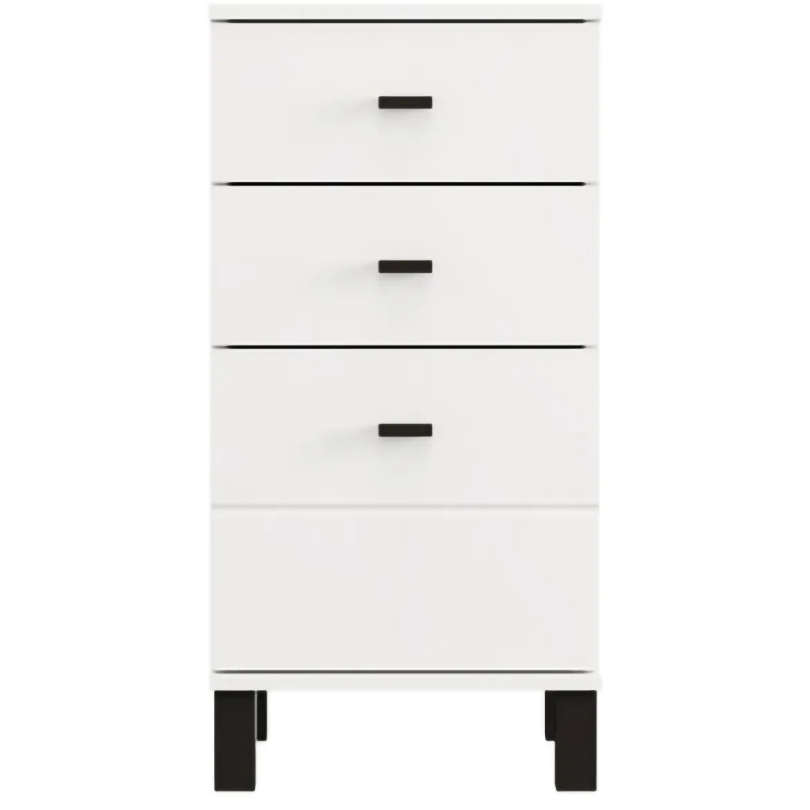 Cassettiera Bianco Nero 5 Cassetti Apertura Scorrevole 45x40x95h cm, Chiusura Scorrevole - Mainarda