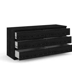 Cassettiera 6 Cassetti Apertura Scorrevole 153.6x50x70.1h cm, Chiusura Scorrevole