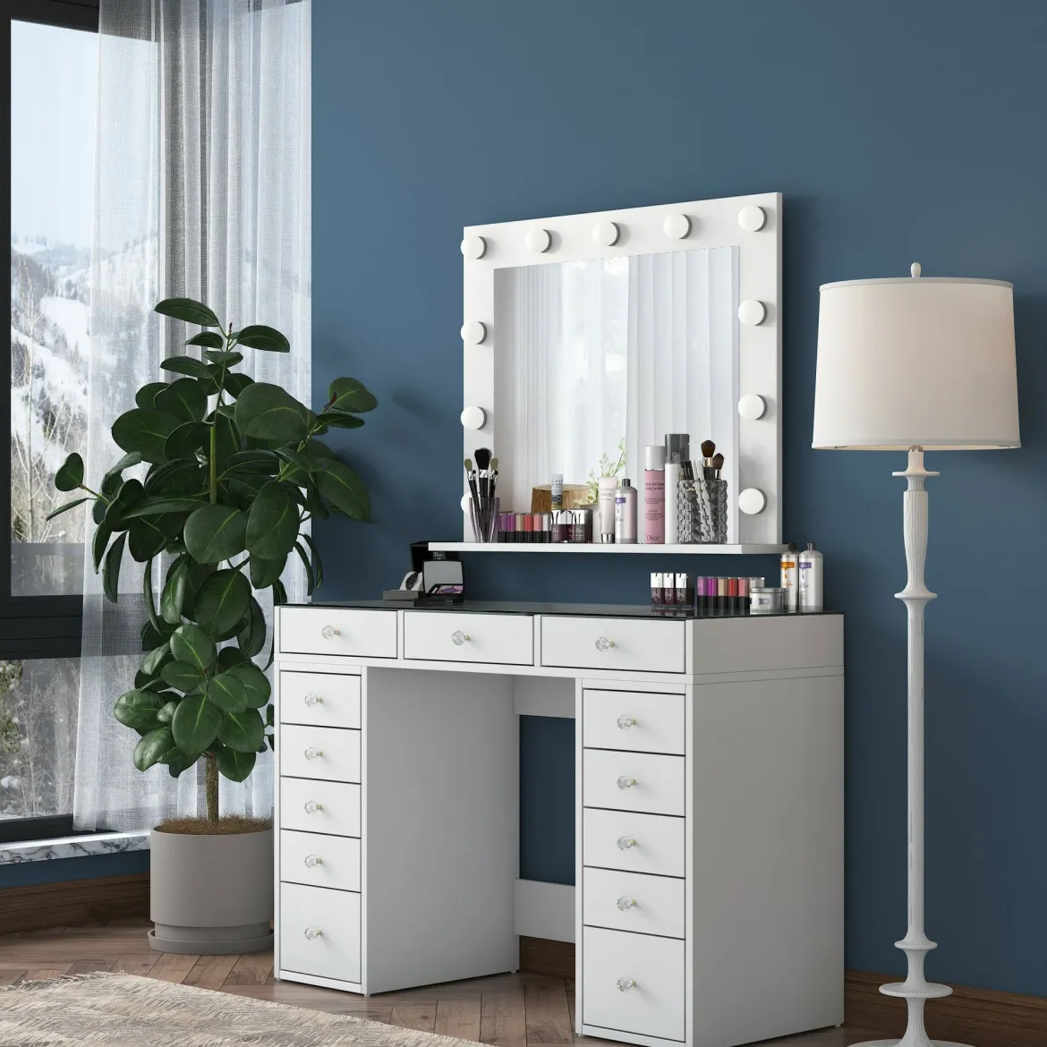 Cassettiera 13 cassetti bianca 120x79h cm - Labico