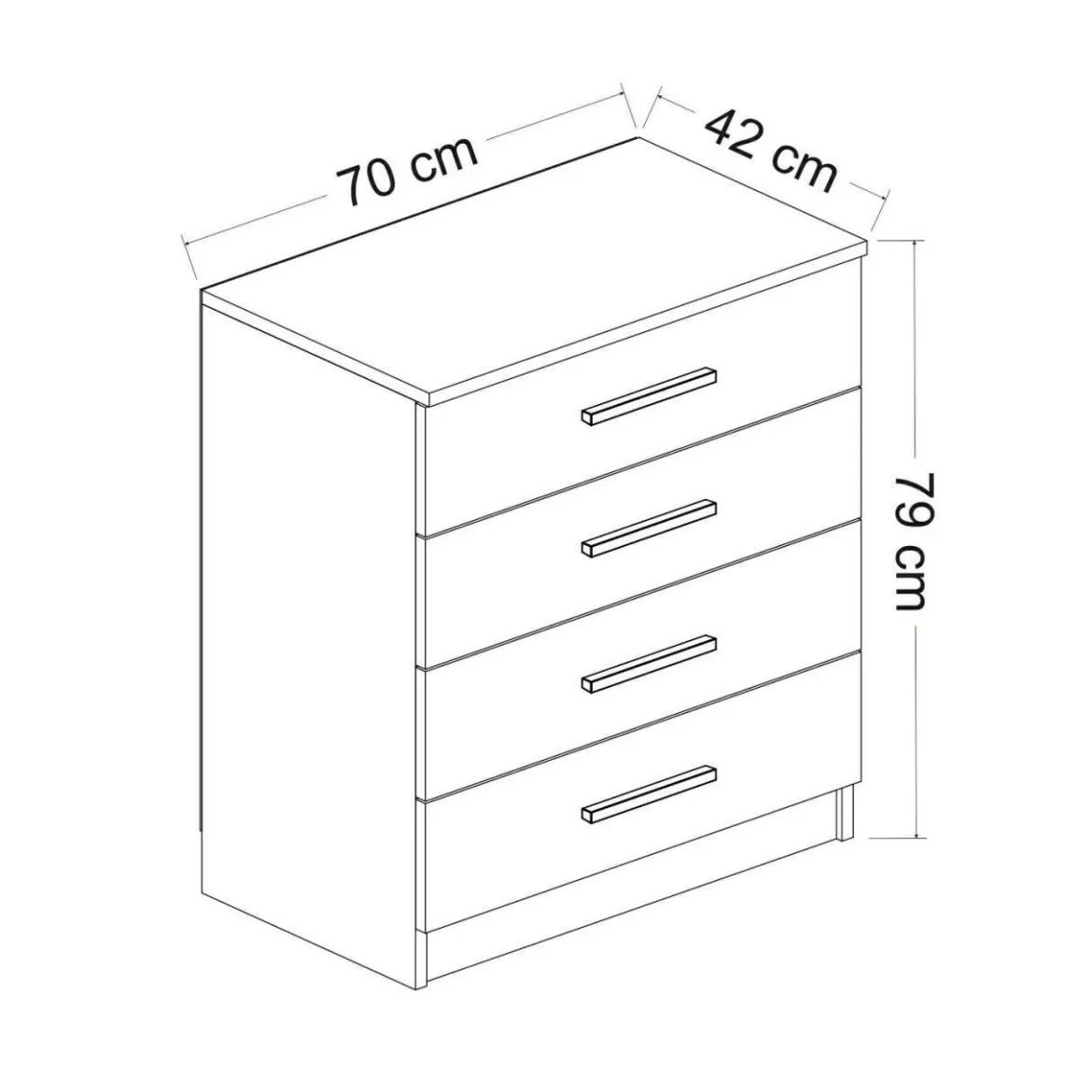 Cassettiera 4 cassetti bianca 70x42h cm - Kalmaegi