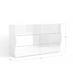 Cassettiera 6 cassetti bianca lucida 111x82h cm - Aton