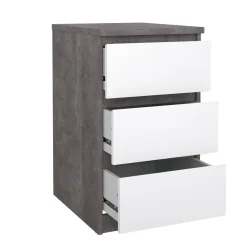 Cassettiera 3 cassetti cemento e bianca lucida 50x70h cm - Accudino