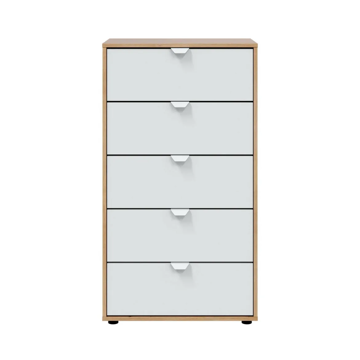 Cassettiera 5 cassetti legno bianca 60x109h cm - Praha