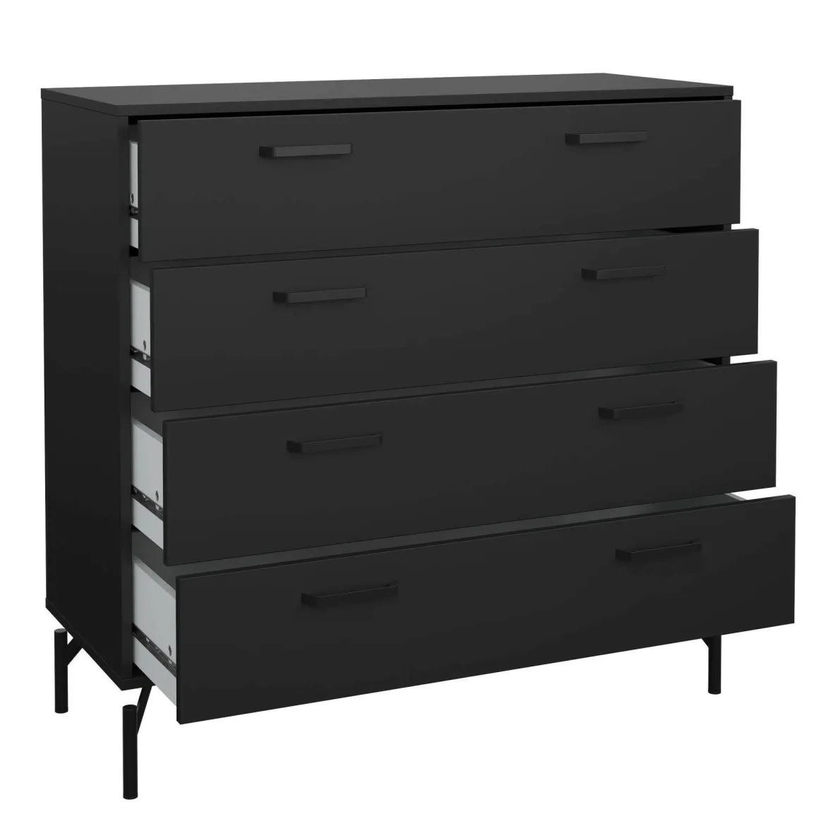Cassettiera 4 cassetti nera 98x95h cm - Puglia