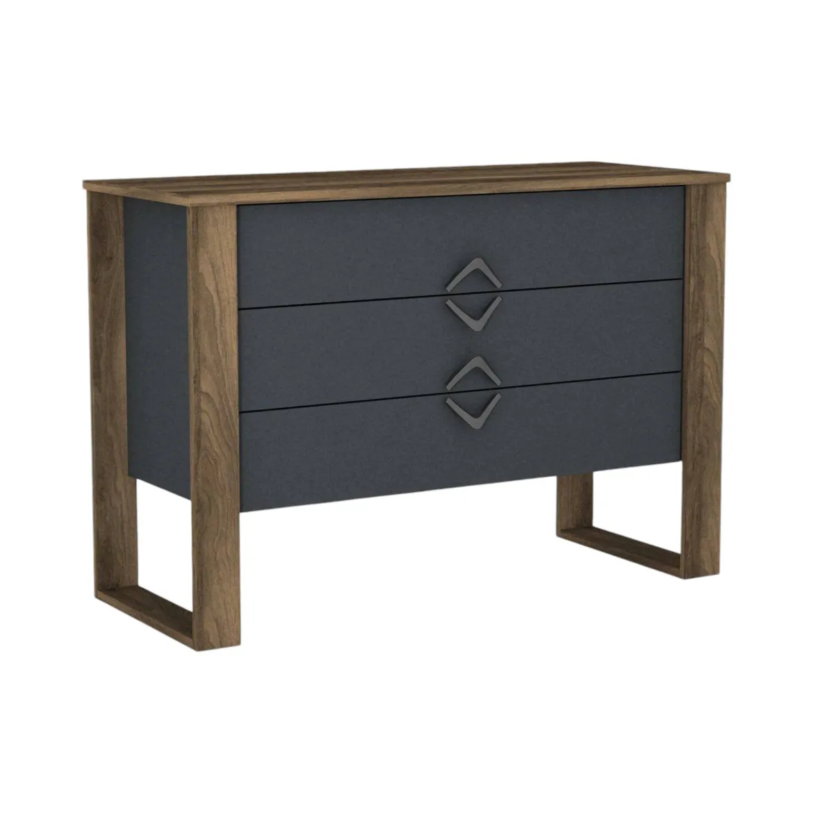 Cassettiera 3 cassetti noce e antracite 110x76h cm - Jova