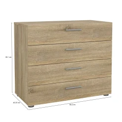 Cassettiera 4 cassetti quercia 80x68h cm - Arwen