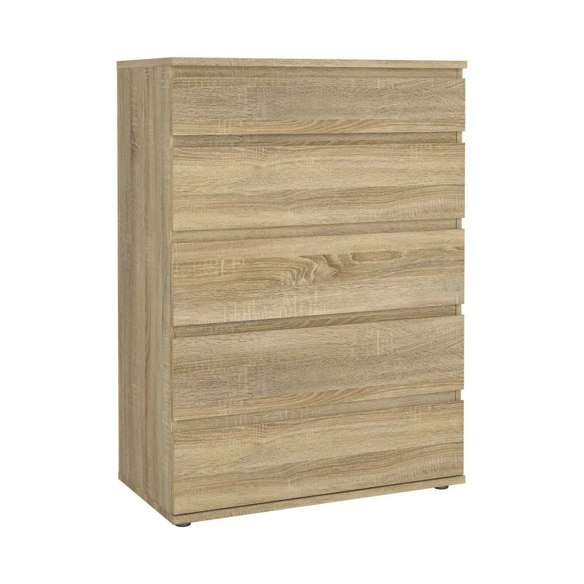 Cassettiera 5 cassetti quercia e bianca lucida 70x102h cm - Alf