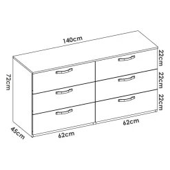 Cassettiera 6 cassetti rovere e antracite 120x82h cm - Esculapio