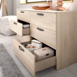 Cassettiera 6 cassetti rovere e antracite 120x82h cm - Esculapio