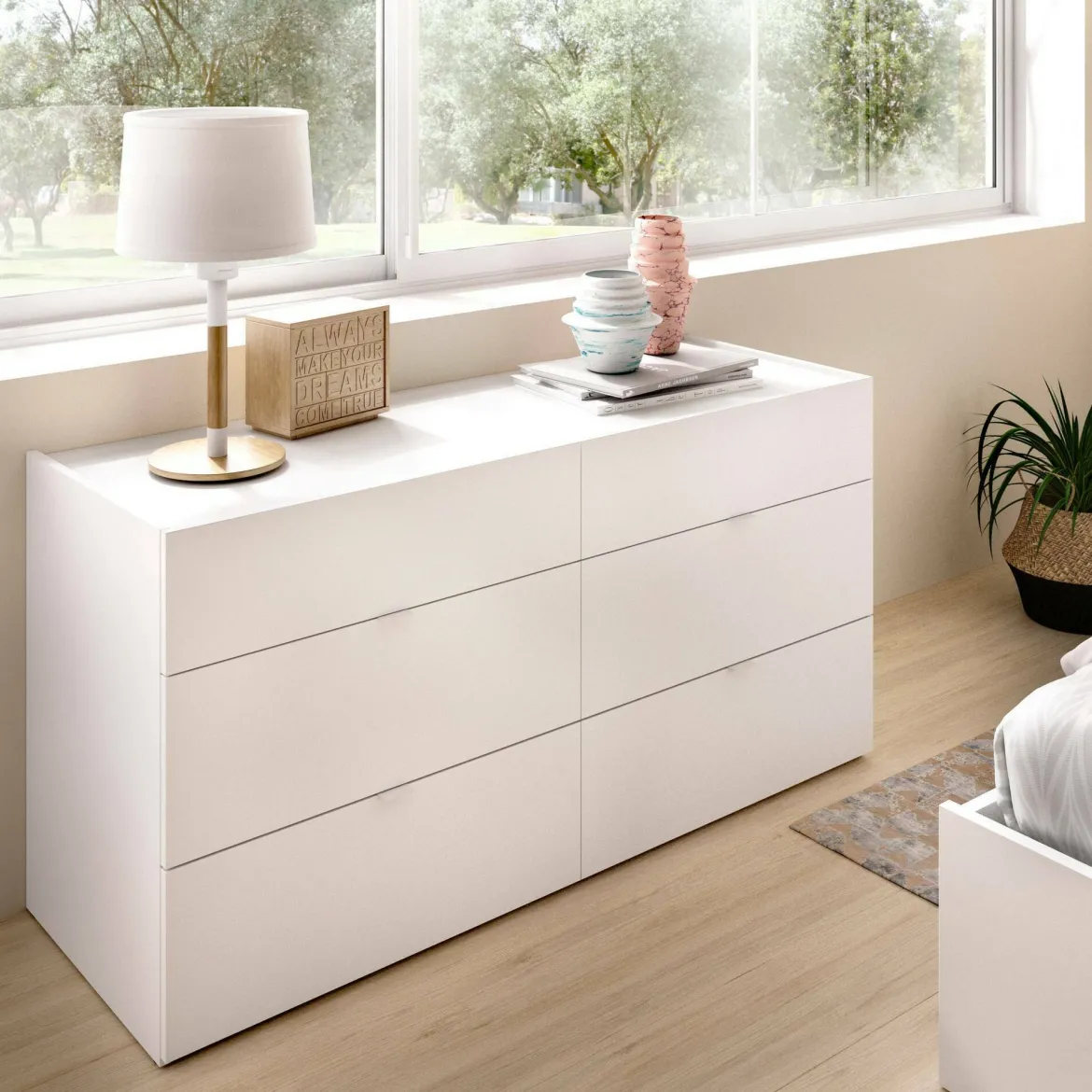 Cassettiera con maniglie bianca 120x62h cm - Avana