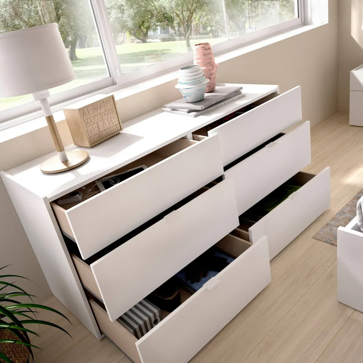 Cassettiera con maniglie bianca 120x62h cm - Avana