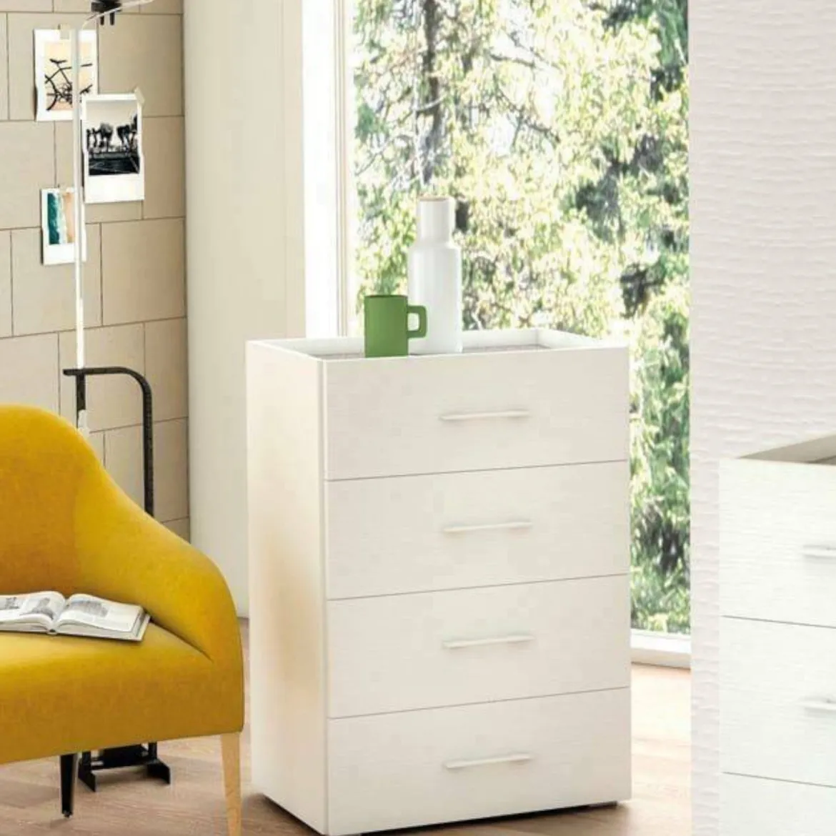 Cassettiera con maniglie bianca 78x95h cm - Aquilea