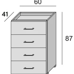 Cassettiera con maniglie bianca 78x95h cm - Aquilea