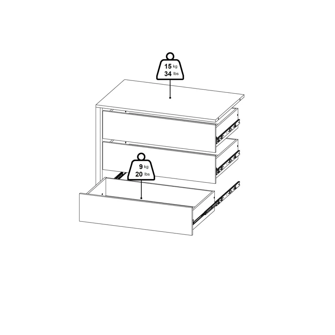 Cassettiera con maniglie bianca 87x69h cm - Boulogne