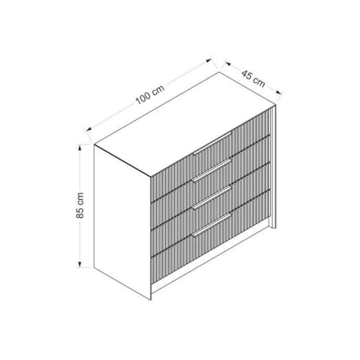 Cassettiera con maniglie cemento 100x85h cm - Nepartak
