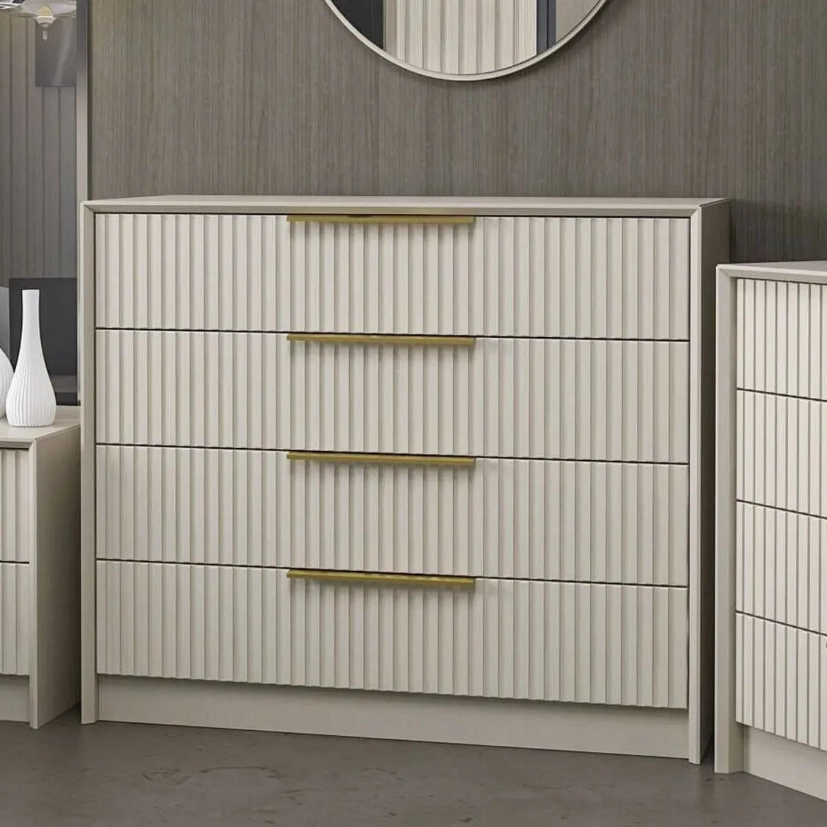 Cassettiera con maniglie cemento 100x85h cm - Nepartak