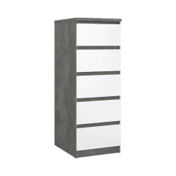 Cassettiera con maniglie cemento e bianca lucida 50x111h cm - Achaldi