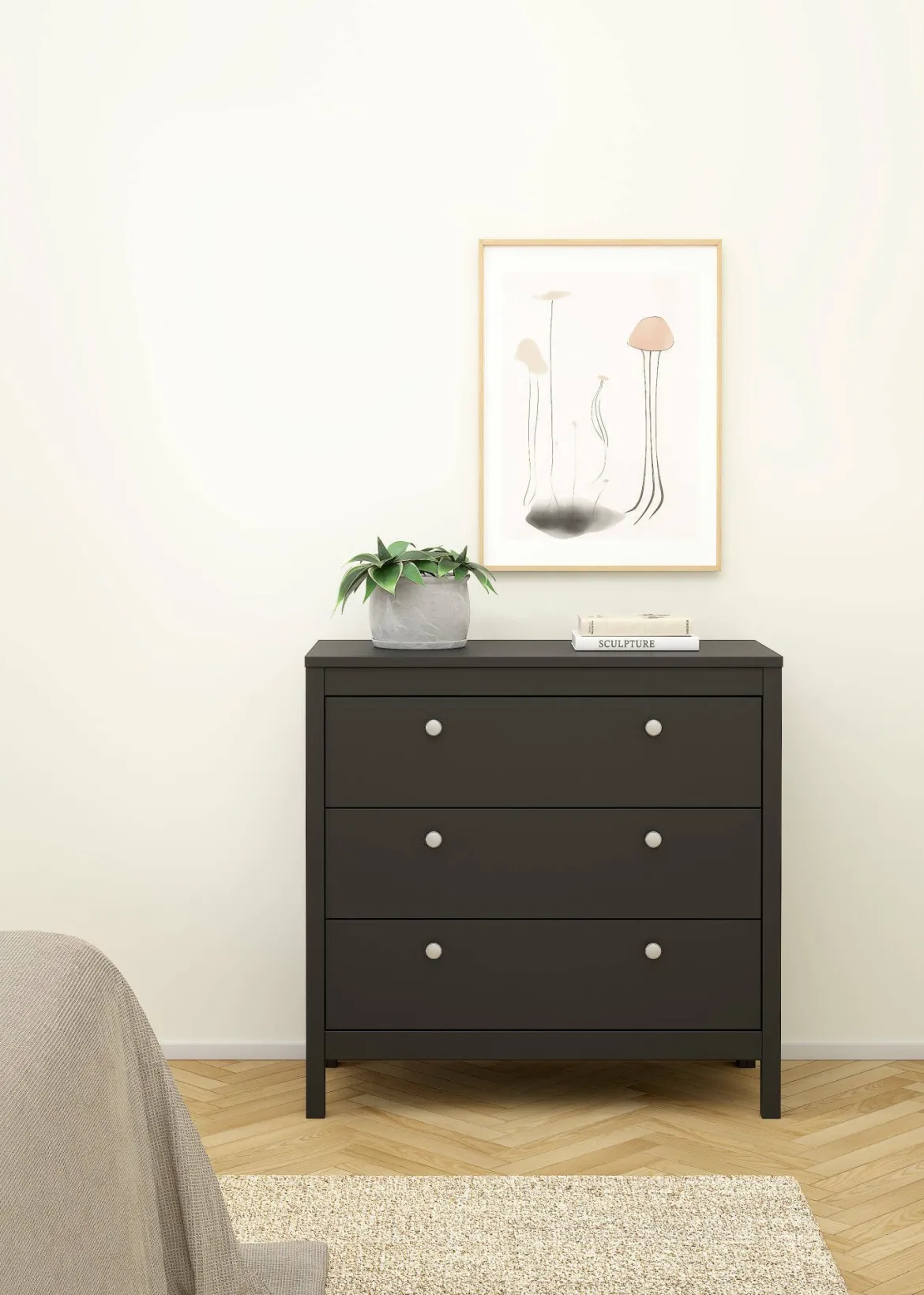 Cassettiera con maniglie nera 82x98h cm - Nicholas