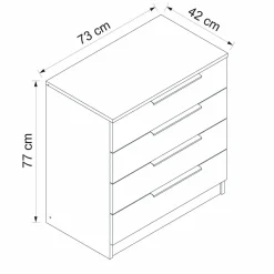 Cassettiera con maniglie noce e bianca marmo 76x90h cm - Molly
