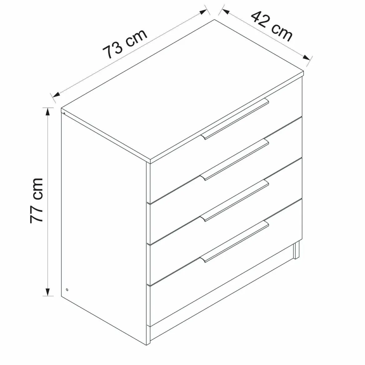 Cassettiera con maniglie noce e bianca marmo 76x90h cm - Molly