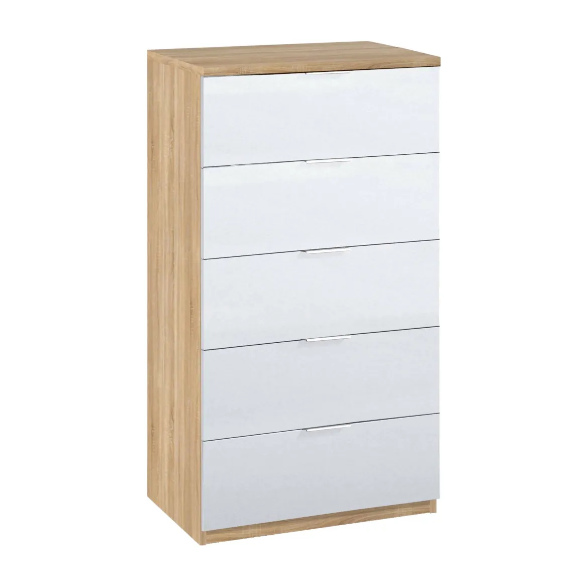 Cassettiera con maniglie rovere e bianca 60x87h cm - Solano