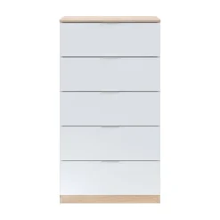 Cassettiera con maniglie rovere e bianca 60x87h cm - Solano