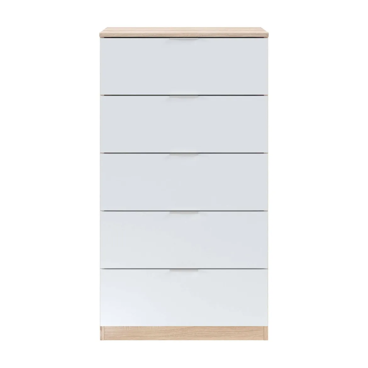 Cassettiera con maniglie rovere e bianca 60x87h cm - Solano