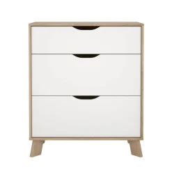 Cassettiera con maniglie rovere e bianca 78x92h cm - Alamid