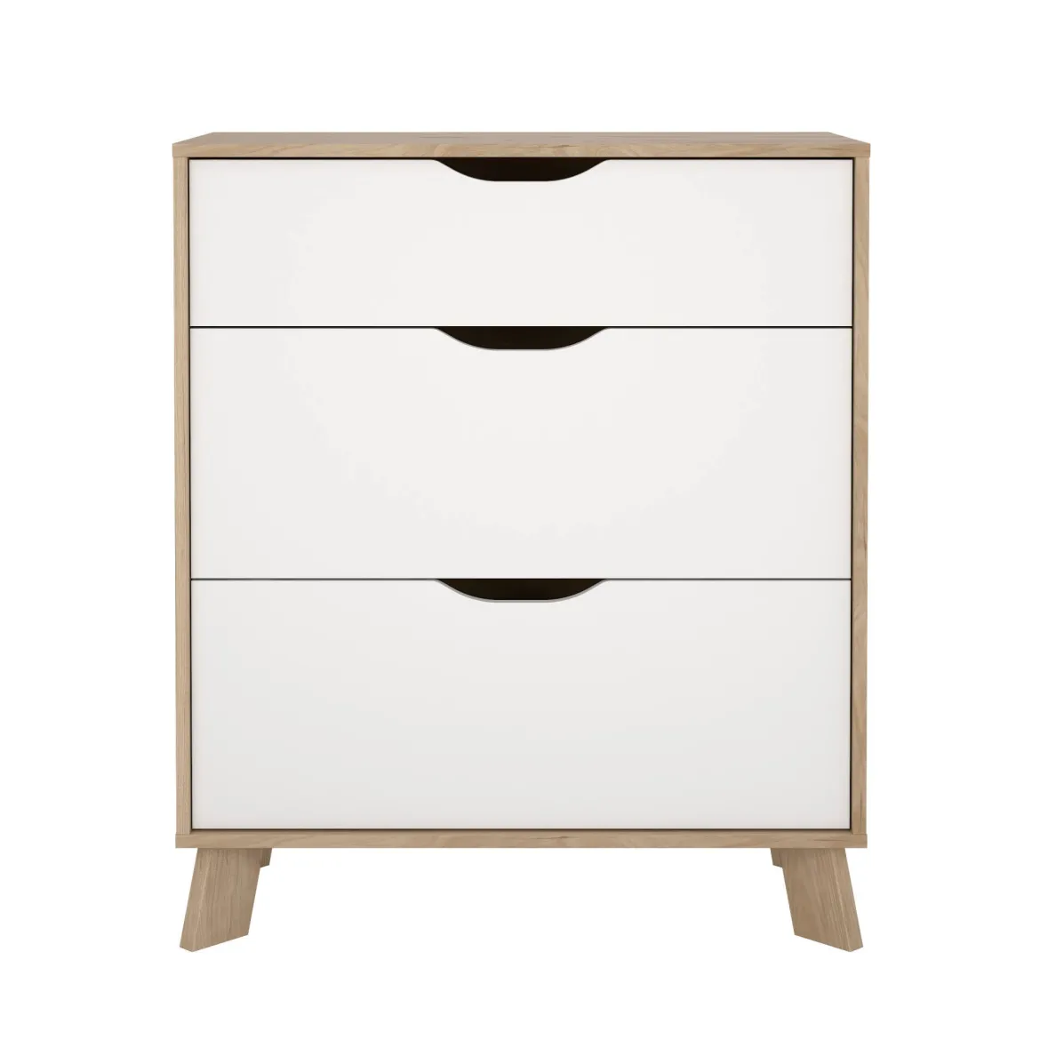 Cassettiera con maniglie rovere e bianca 78x92h cm - Alamid