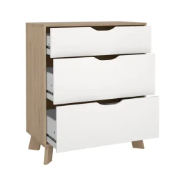 Cassettiera con maniglie rovere e bianca 78x92h cm - Alamid