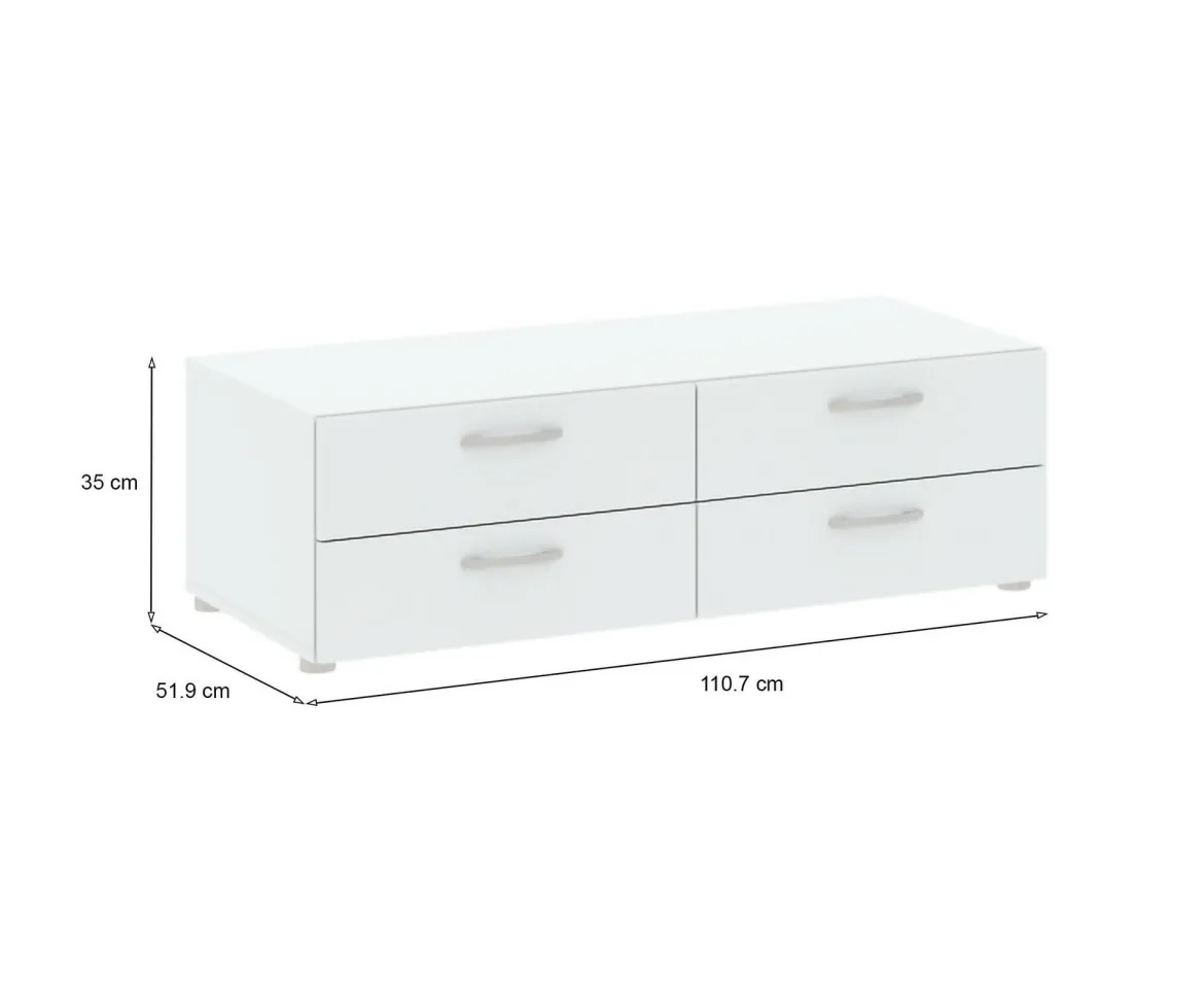 Cassettiera economica bianca 110x35h cm - Gignod