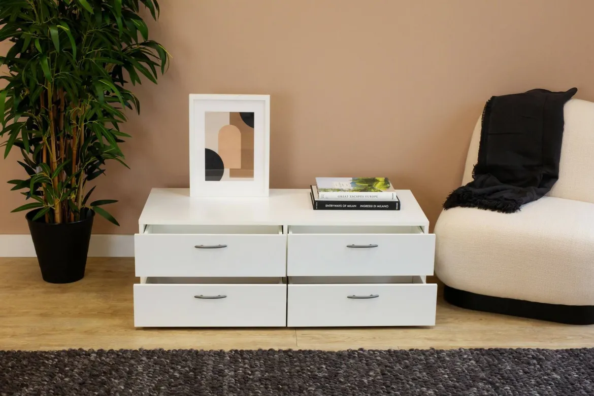 Cassettiera economica bianca 110x35h cm - Gignod