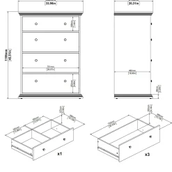 Cassettiera grande bianca 86x115h cm - Lehar