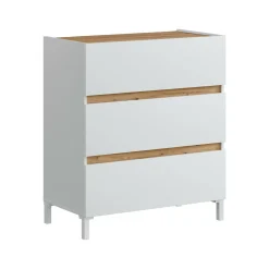 Cassettiera in legno bianca e rovere nodi 79x90h cm - Teddy