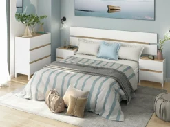 Cassettiera in legno bianca e rovere nodi 79x90h cm - Teddy