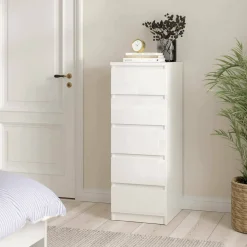 Cassettiera in legno bianca lucida 40x50x111h cm - Achaldi
