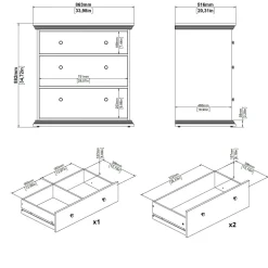 Cassettiera in legno bianca 86x88h cm - Domeng