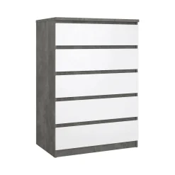 Cassettiera in legno cemento e bianca lucida 77x111h cm - Ansel
