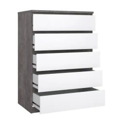 Cassettiera in legno cemento e bianca lucida 77x111h cm - Ansel