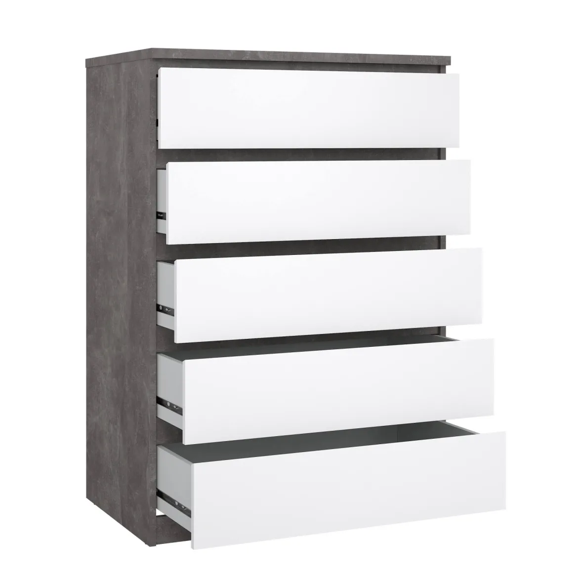 Cassettiera in legno cemento e bianca lucida 77x111h cm - Ansel