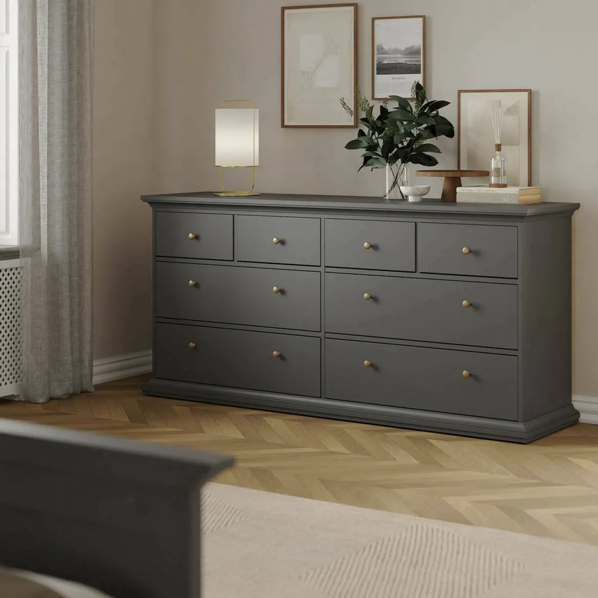 Cassettiera in legno grigia 183x86h cm - Asiagela