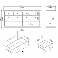 Cassettiera in legno grigia 183x86h cm - Asiagela